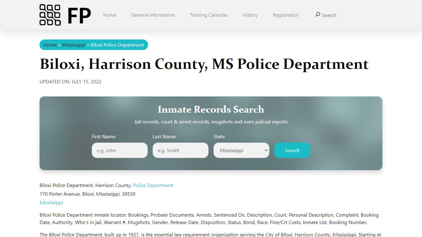 Biloxi, MS Police - City Jail Inmates, Arrests